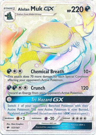 Carta Alolan Muk-GX (157/147) do set Sombras Ardentes — Pokémon TCG | Bynx
