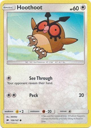 Carta Hoothoot (106/147) do set Sombras Ardentes — Pokémon TCG | Bynx