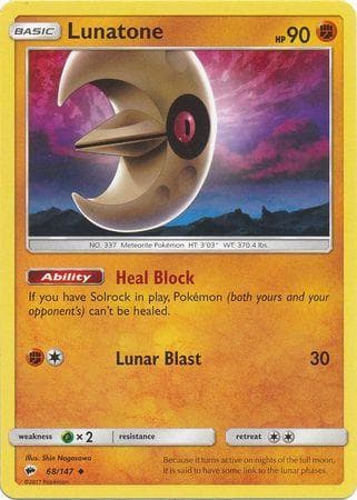 Carta Lunatone (68/147) do set Sombras Ardentes — Pokémon TCG | Bynx