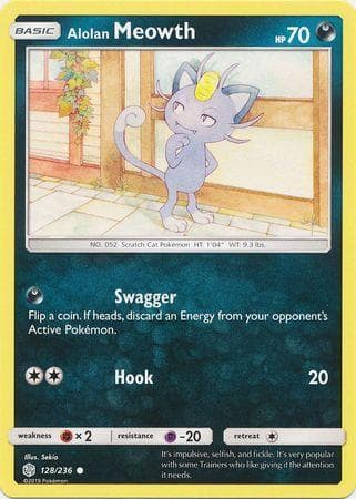 Carta Alolan Meowth (128/236) do set Eclipse Cósmico — Pokémon TCG | Bynx