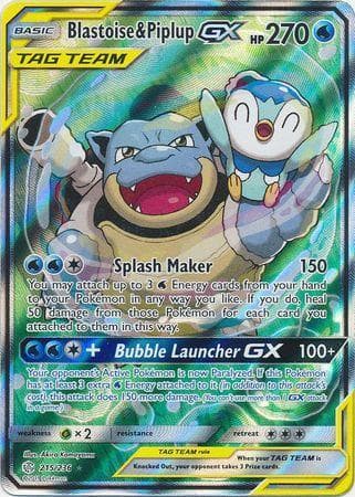 Carta Blastoise & Piplup-GX (215/236) do set Eclipse Cósmico — Pokémon TCG | Bynx