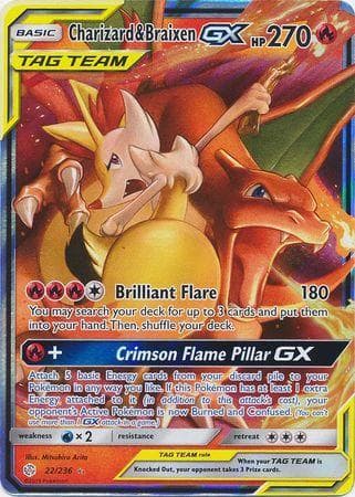 Charizard & Braixen-GX (22/236) — Eclipse Cósmico