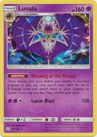 Carta Lunala (102/236) do set Eclipse Cósmico — Pokémon TCG | Bynx