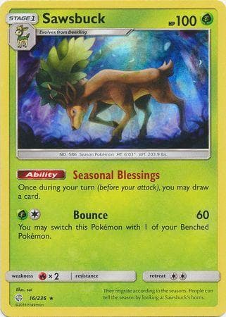 Carta Sawsbuck (16/236) do set Eclipse Cósmico — Pokémon TCG | Bynx