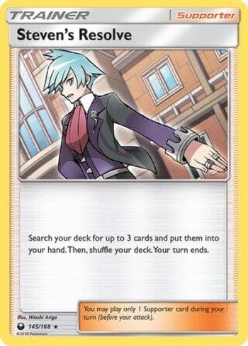 Carta Steven's Resolve (145/168) do set Tempestade Celestial — Pokémon TCG | Bynx
