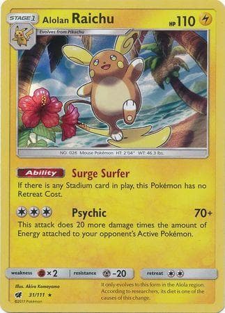 Carta Alolan Raichu (31/111) do set Invasão Carmim — Pokémon TCG | Bynx
