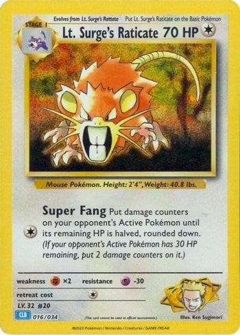 Lt. Surge's Raticate (016/034) — Blastoise & Suicune ex Deck