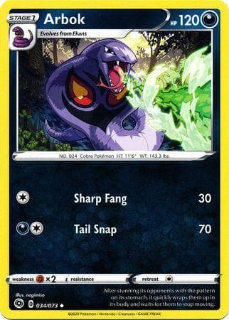 Carta Arbok (34/073) do set Caminho do Campeão — Pokémon TCG | Bynx