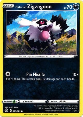 Carta Galarian Zigzagoon (35/073) do set Caminho do Campeão — Pokémon TCG | Bynx