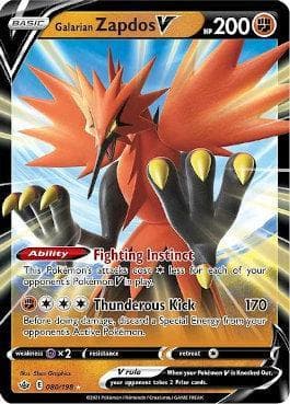Carta Galarian Zapdos-V (80/198) do set Reinado Arrepiante — Pokémon TCG | Bynx