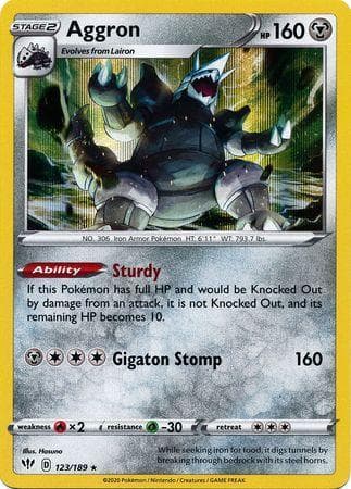 Carta Aggron (123/189) do set Escuridão Incandescente — Pokémon TCG | Bynx