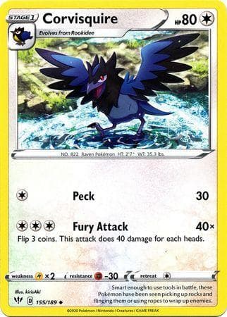 Carta Corvisquire (155/189) do set Escuridão Incandescente — Pokémon TCG | Bynx