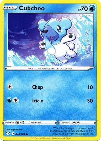 Carta Cubchoo (48/189) do set Escuridão Incandescente — Pokémon TCG | Bynx