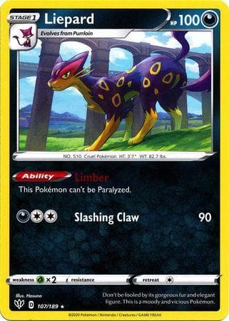 Carta Liepard (107/189) do set Escuridão Incandescente — Pokémon TCG | Bynx