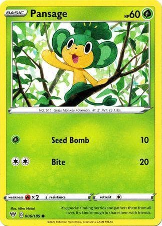 Carta Pansage (6/189) do set Escuridão Incandescente — Pokémon TCG | Bynx