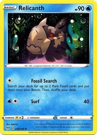 Carta Relicanth (40/189) do set Escuridão Incandescente — Pokémon TCG | Bynx