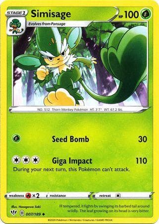Carta Simisage (7/189) do set Escuridão Incandescente — Pokémon TCG | Bynx