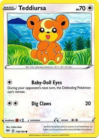Carta Teddiursa (138/189) do set Escuridão Incandescente — Pokémon TCG | Bynx