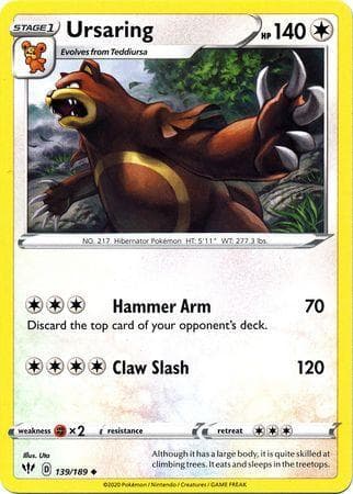 Carta Ursaring (139/189) do set Escuridão Incandescente — Pokémon TCG | Bynx