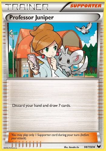 Carta Professor Juniper (98/108) do set Exploradores da Escuridão — Pokémon TCG | Bynx