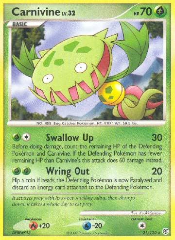 Carta Carnivine (21/130) do set Diamante & Pérola — Pokémon TCG | Bynx