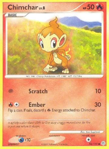 Carta Chimchar (76/130) do set Diamante & Pérola — Pokémon TCG | Bynx