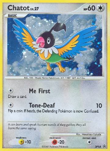 Carta Chatot (DP14/56) do set Diamante & Pérola Promos — Pokémon TCG | Bynx