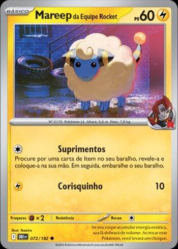 Carta Team Rocket's Mareep (072/182) do set Rivais Predestinados — Pokémon TCG | Bynx