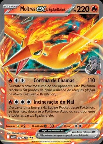 Carta Team Rocket's Moltres ex (031/182) do set Rivais Predestinados — Pokémon TCG | Bynx