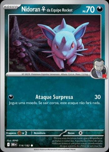 Carta Team Rocket's Nidoran Female (114/182) do set Rivais Predestinados — Pokémon TCG | Bynx