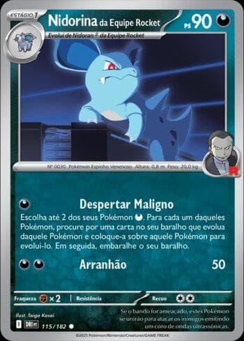 Carta Team Rocket's Nidorina (115/182) do set Rivais Predestinados — Pokémon TCG | Bynx