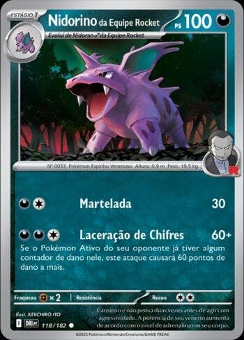 Carta Team Rocket's Nidorino (118/182) do set Rivais Predestinados — Pokémon TCG | Bynx