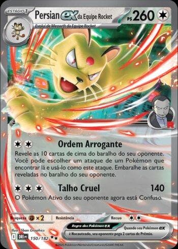 Carta Team Rocket's Persian ex (150/182) do set Rivais Predestinados — Pokémon TCG | Bynx