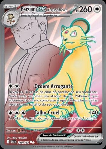Carta Team Rocket's Persian ex (219/182) do set Rivais Predestinados — Pokémon TCG | Bynx