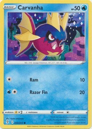 Carta Carvanha (35/203) do set Céus em Evolução — Pokémon TCG | Bynx