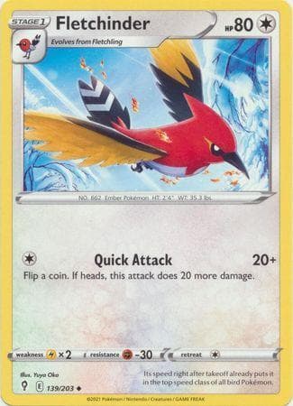 Carta Fletchinder (139/203) do set Céus em Evolução — Pokémon TCG | Bynx