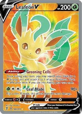 Carta Leafeon-V (166/203) do set Céus em Evolução — Pokémon TCG | Bynx