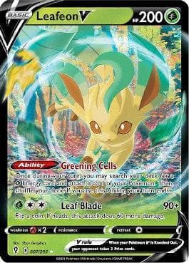 Carta Leafeon-V (7/203) do set Céus em Evolução — Pokémon TCG | Bynx