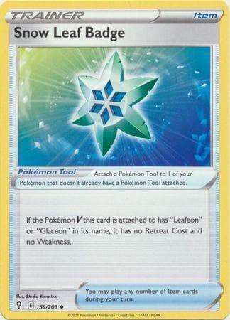 Carta Snow Leaf Badge (159/203) do set Céus em Evolução — Pokémon TCG | Bynx