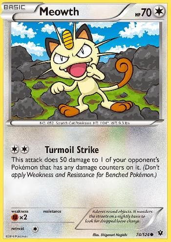 Carta Meowth (74/124) do set Fusão de Destinos — Pokémon TCG | Bynx