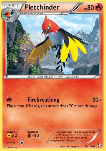 Carta Fletchinder (17/106) do set Flash de Fogo — Pokémon TCG | Bynx