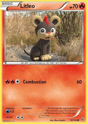 Carta Litleo (18/106) do set Flash de Fogo — Pokémon TCG | Bynx