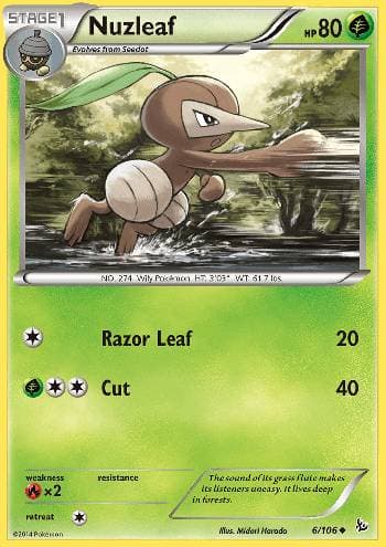 Carta Nuzleaf (6/106) do set Flash de Fogo — Pokémon TCG | Bynx