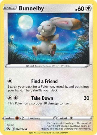 Carta Bunnelby (214/264) do set Golpe Fusão — Pokémon TCG | Bynx