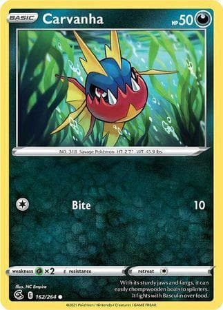 Carta Carvanha (162/264) do set Golpe Fusão — Pokémon TCG | Bynx