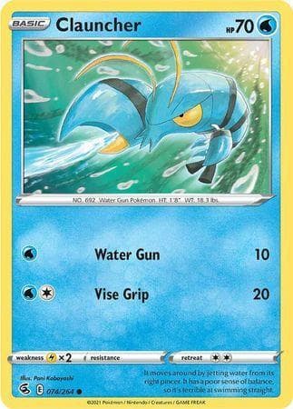 Carta Clauncher (74/264) do set Golpe Fusão — Pokémon TCG | Bynx