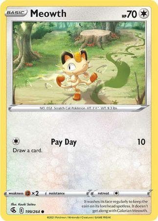 Carta Meowth (199/264) do set Golpe Fusão — Pokémon TCG | Bynx