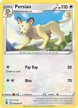 Carta Persian (200/264) do set Golpe Fusão — Pokémon TCG | Bynx