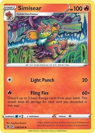 Carta Simisear (38/264) do set Golpe Fusão — Pokémon TCG | Bynx