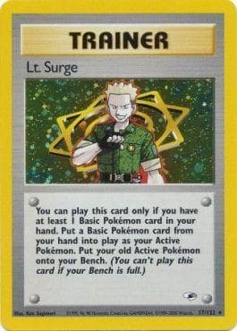 Carta Lt. Surge (17/132) do set Gym Heroes — Pokémon TCG | Bynx
